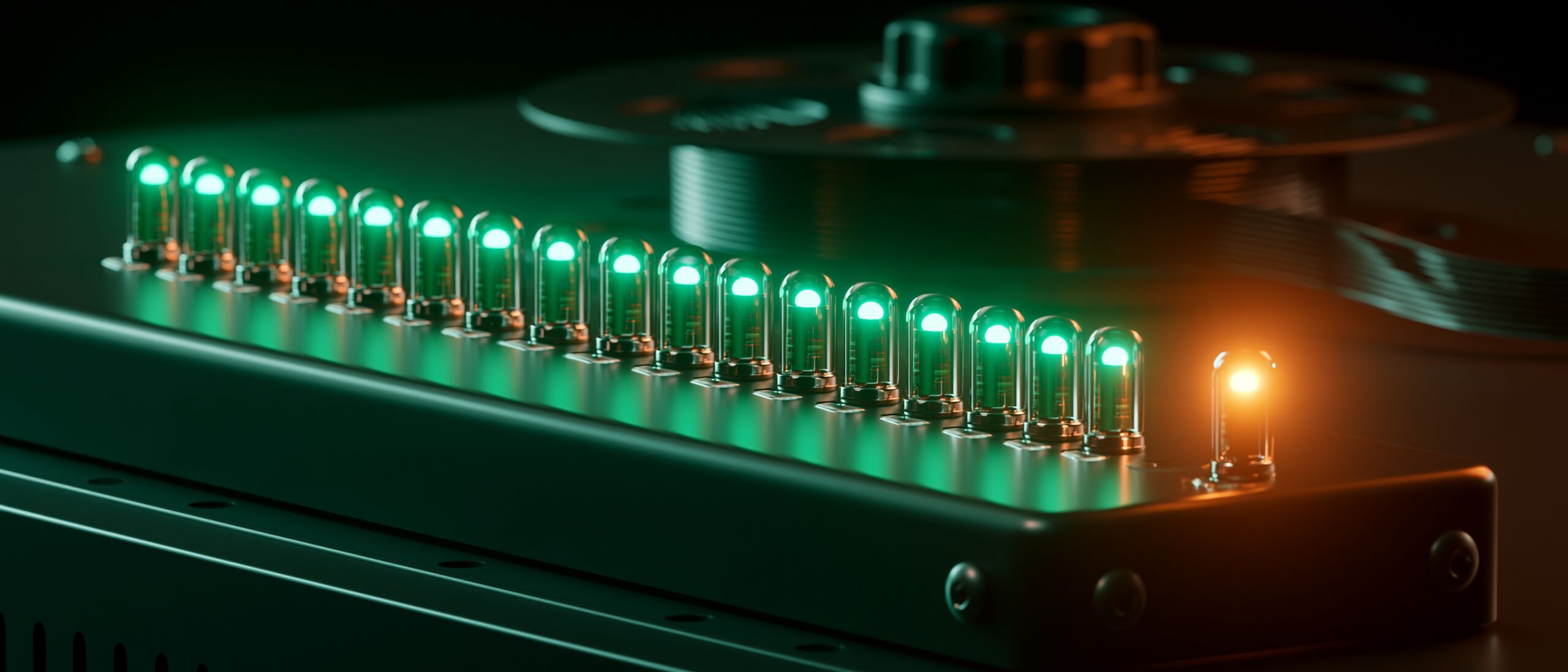 The backup chain, an instrument photographed in the dark