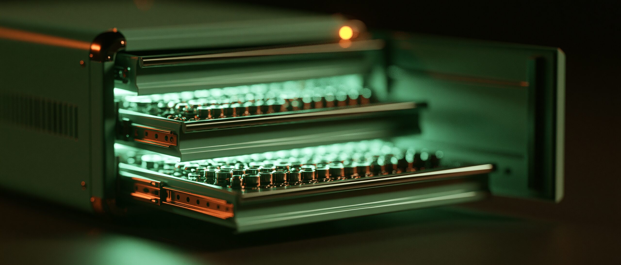 Open Source, an instrument photographed in the dark